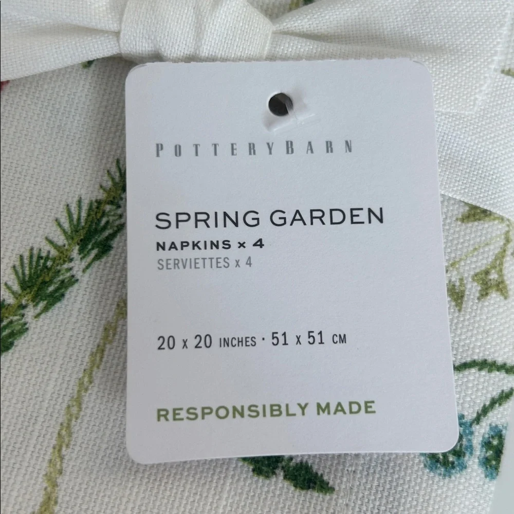 Pottery Barn Spring Garden Cotton Napkins Set of‎ 4 20